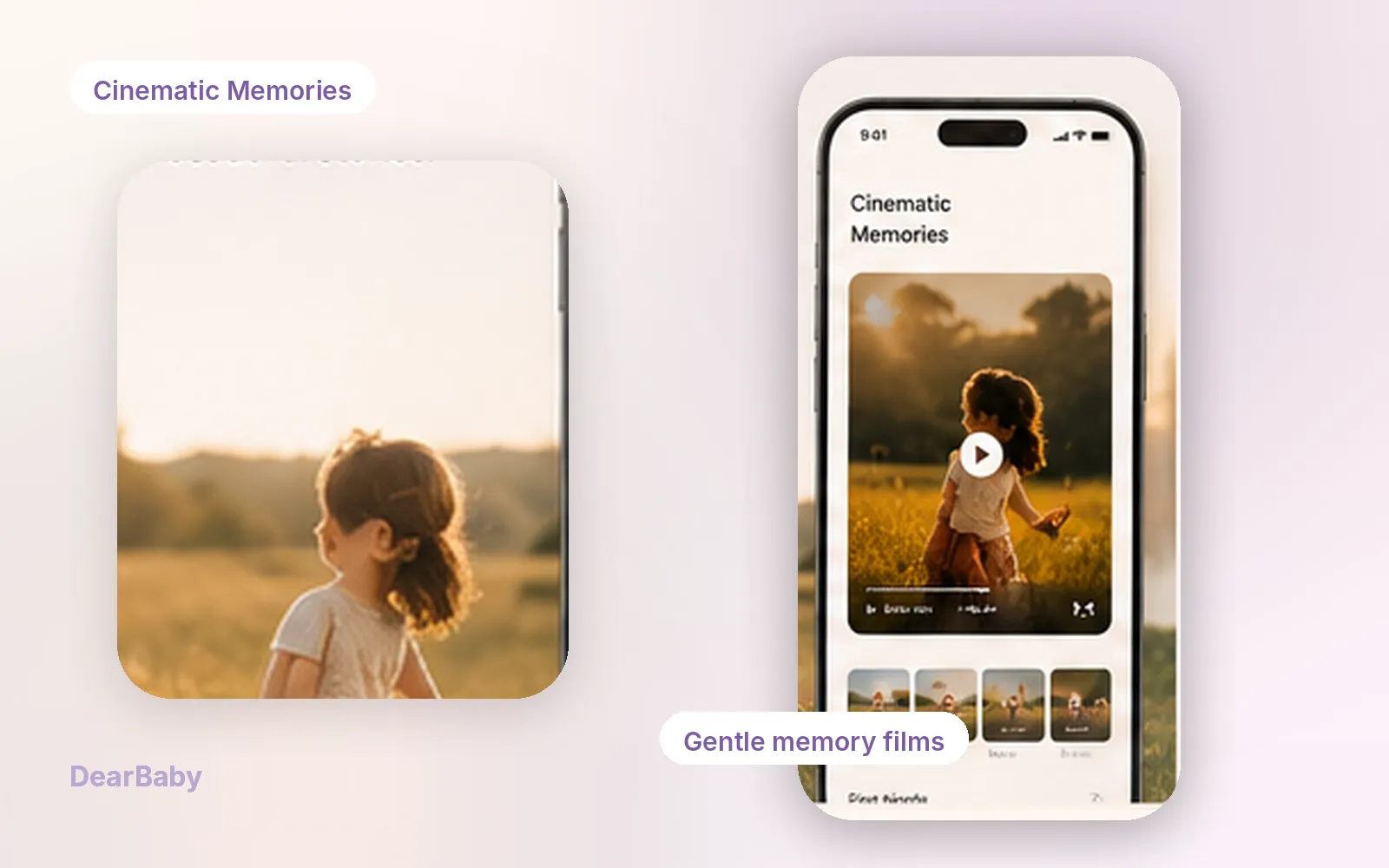 DearBaby Cinematic Memories feature turning moments into a gentle film