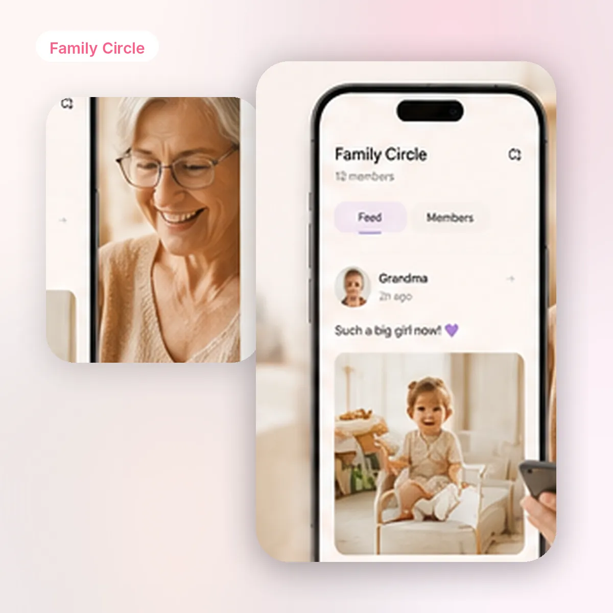 DearBaby Family Circle feature for private invite-only family sharing