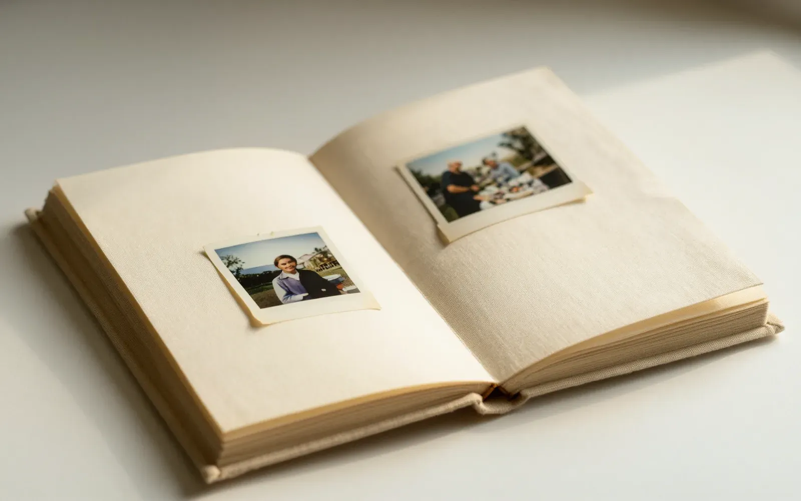 DearBaby Memory Book, a linen keepsake album with photo corner mounts
