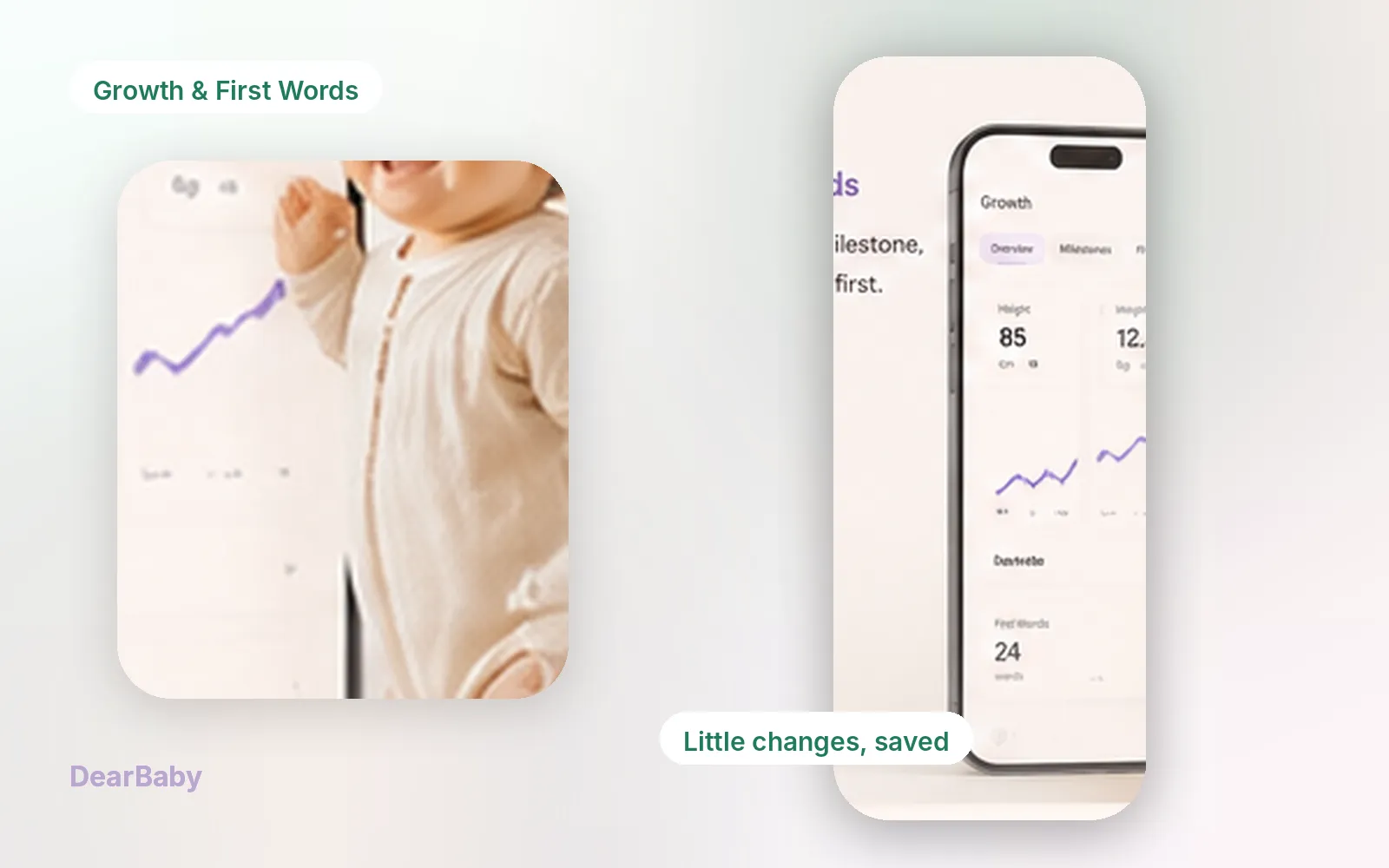 DearBaby Growth and First 50 Words tracking feature