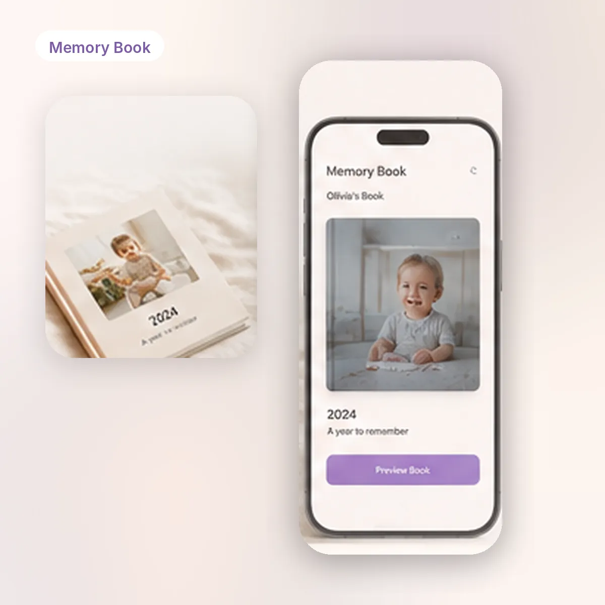 DearBaby Memory Book feature, a keepsake story of your child